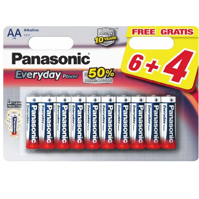 Pile Alcaline Panasonic LR6 AA EVERYDAY POWER -x6+4 - Saldi Straordinari – Offerte Speciali Disponibili Adesso Amazon.com: Hillflower 4 piece AA LR6 LR06 AM-3 Bulk 0% Hg 1.5V Ultra Power  Alkaline Long Duration Battery : Health & Household