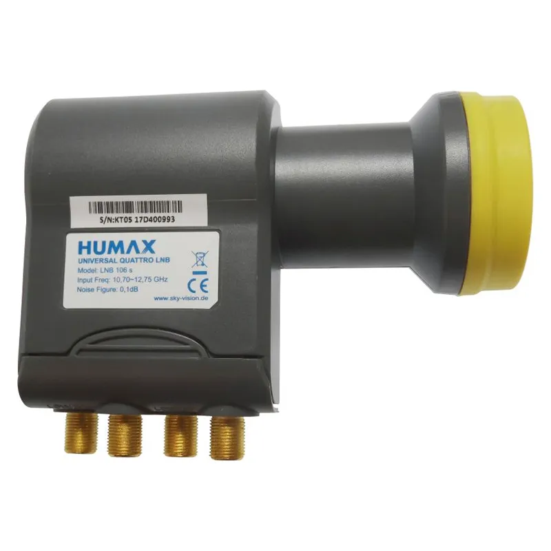 Humax LNB 106 GOLD Quattro 0.1 DB Typique - ​Drones Professionnels & Grand Public | Boutique Française​ LNB with stable TCXO 13/18V 25Mhz LO (one Port) QO-100