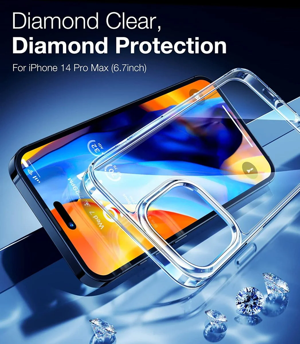 Coque Silicone Rigide iPhone Pro Max Militaire SGS Antichoc Technologie n° Anti-jaune Diamond Transparente Organisation maison solutions rangement