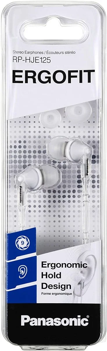 Ecouteur RP-HJE125E-W- avec câble intra-auriculaire – Blanc – Panasonic - Organisation de la maison avec des solutions de rangement Panasonic RP-HJE125 káblové slúchadlá do uší (9 mm ovládače, dizajn  ErgoFit, 3 páry mäkkých slúchadiel, 1,1 m kábel), čierne - Značkový obchod  Panasonic
