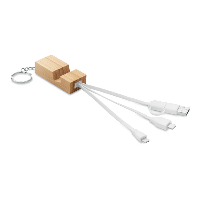 Porte-clés en bambou 2 en 1 avec support téléphone et câble de chargement – CLAUERC - Saldi Straordinari – Offerte Speciali Disponibili Adesso - Good act