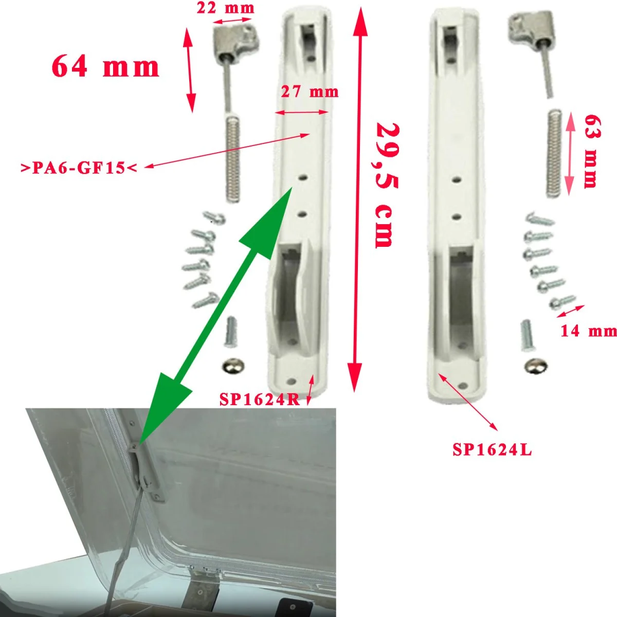 Un lot de 2 plaques de fixation du bras d’ouverture des lanterneaux Midi Heki à manivelle par Dometic - Accessoires Outdoor pour Plus de Liberté de Mouvement Mécanisme d'ouverture pour lanterneau RemiTop Vario II 400x400 mm | Pièce  de rechange REMIS