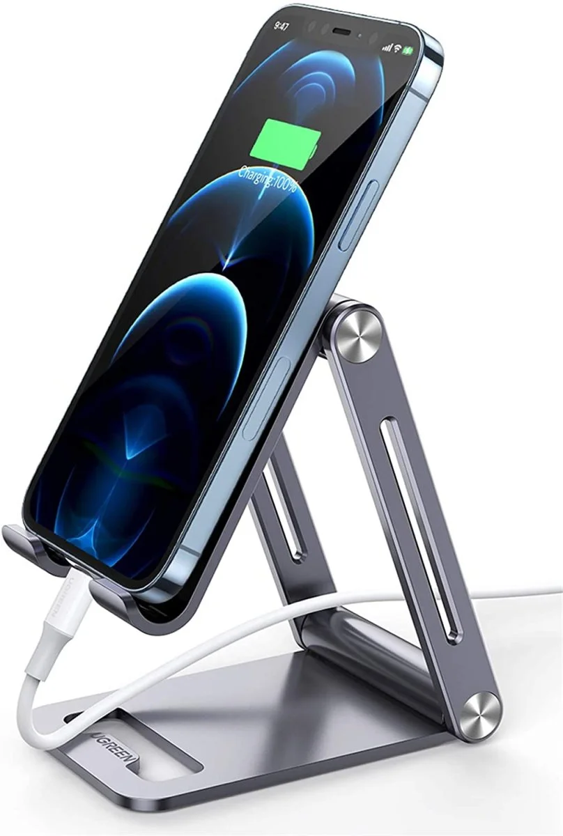 Support pliable ajustable téléphone bureau aluminium Organisation maison solutions rangement