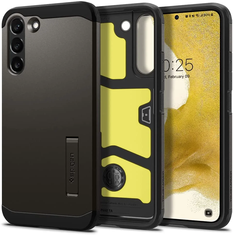 Coque protection compatible Samsung Galaxy S22 Gris Bronze Spigen Tough Armor Organisation maison solutions rangement