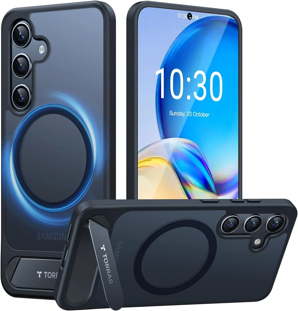 Coque magnétique UPRO Pstand avec béquille pour Samsung Galaxy S24, translucide noire – Torras - Organisation de la maison avec des Armoire solutions de rangement