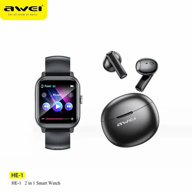 AWEI HE-1 MONTRE CONNECTEE & ECOUTEUR BLUETOOTH - ​Drones Professionnels & Grand Public | Boutique Française​ - ampli casque amp ecouteur ​drone boutique