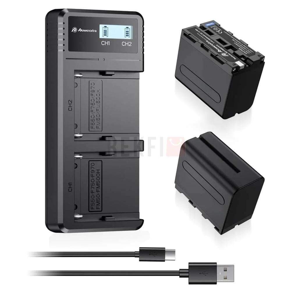 Powerextra Batteries 8800mAh NP F970 F960 F930 F950 Chargeur Double LCD SN F970LCD Saldi Straordinari Offerte Speciali Disponibili Adesso
