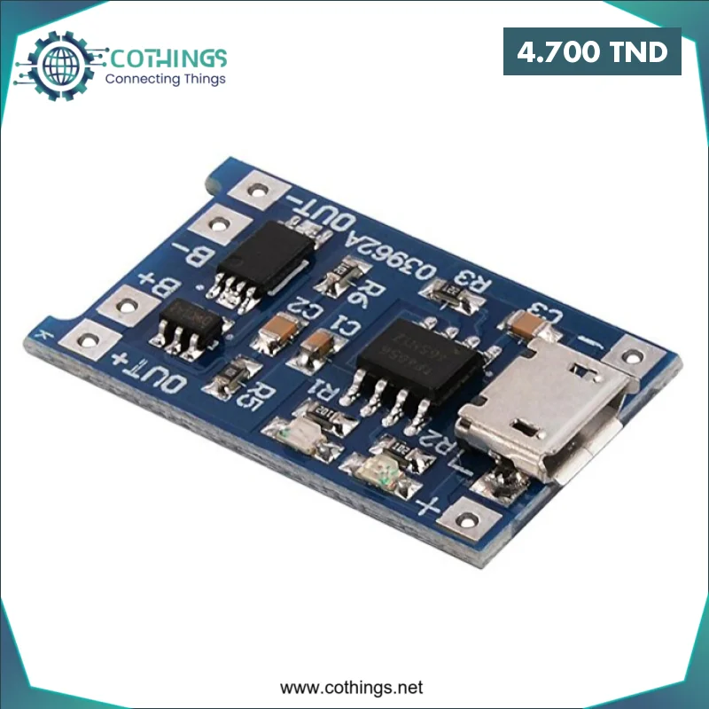 Carte de charge Micro USB avec courant protection pour Batterie Lipo TP4056 1A float - ​Drones Professionnels & Grand Public | Boutique Française