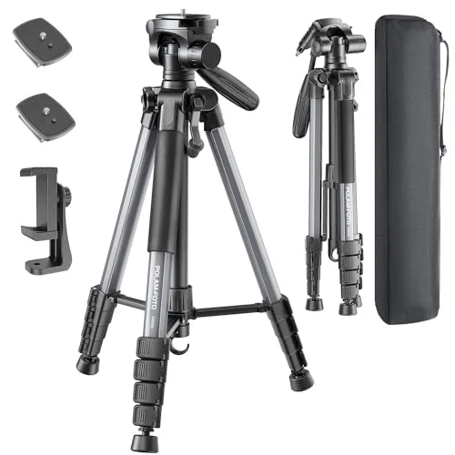 POLAM FOTO Trépied Professionnel Appareil Photo cm trépied Professionnel Aluminium Robuste trépied Compact Sac Transport Support téléphone Gris Saldi Straordinari Offerte Speciali Disponibili Adesso