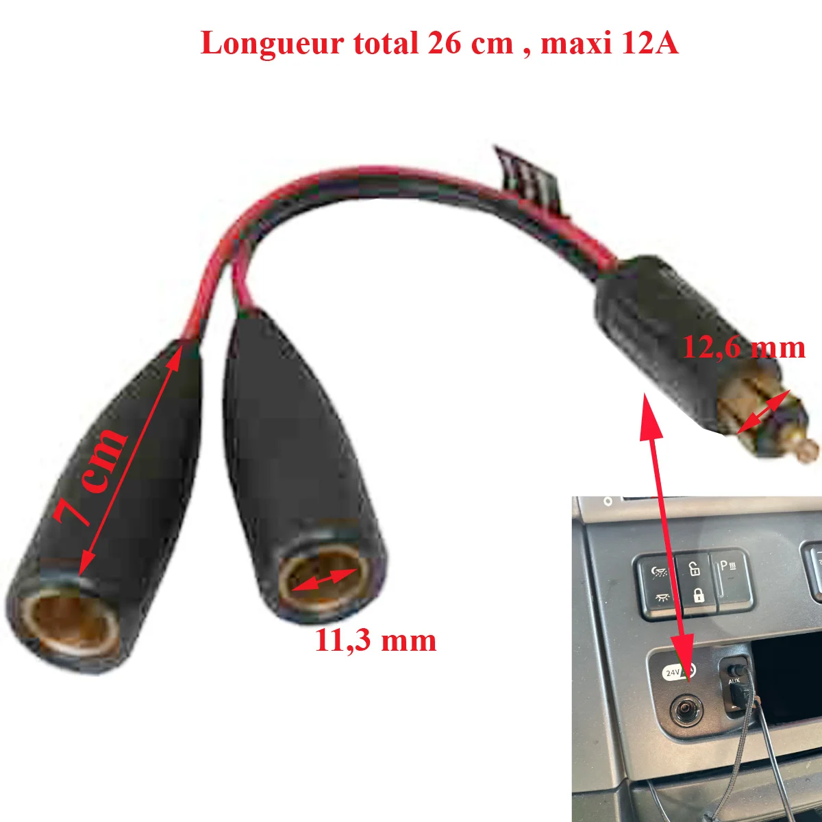 Double prise allume cigare adaptateur DIN male 12/24 maxi sortie Din femelles ATTENTION ref E203 Accessoires Outdoor Liberté Mouvement