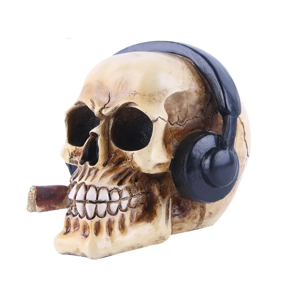 Tête Mort Résine Écouteurs | Vif - E-shop mondial – Produits durables, modernes et accessibles partout Tête De Mort En Résine 8CM Halloween | So Fête