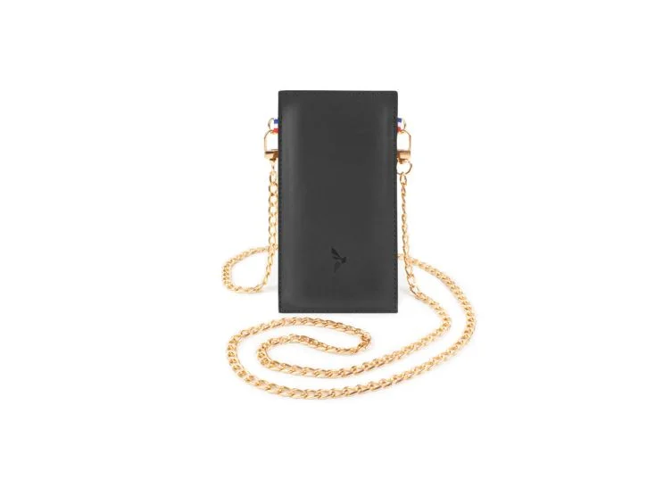 Pochette iPhone 15 Pro Max en cuir noir avec chainette – PM-047-02 Sans personnalisation - Vins Rouges Harmonieux pour Chaque Occasion Pochette en Cuir Marron pour Homme | Fantini Pelletteria