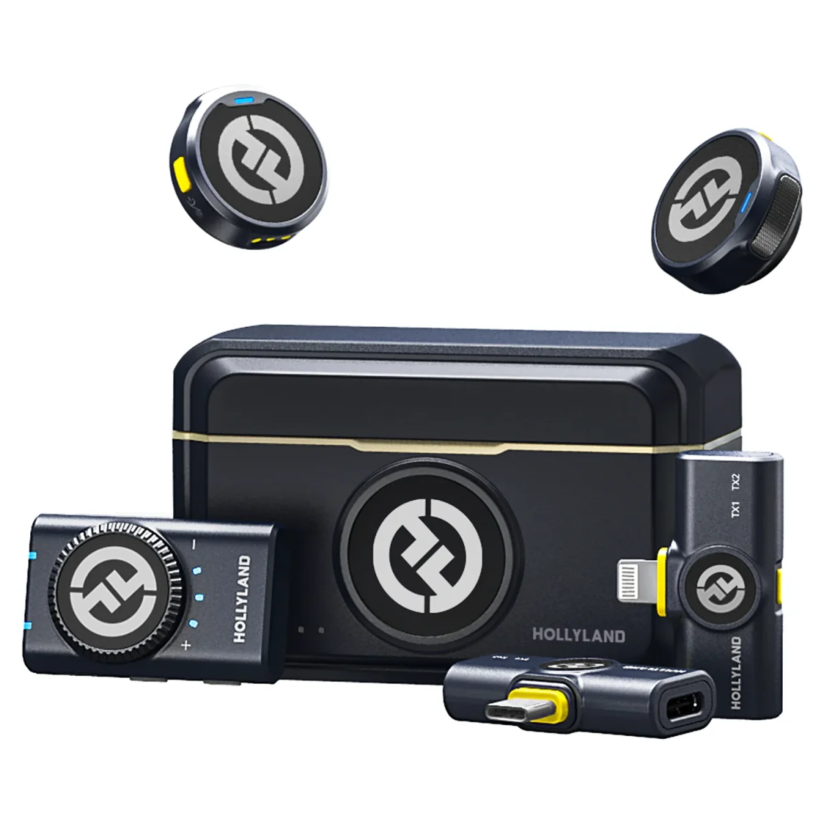 Hollyland Lark M2 Micro Cravate sans Fil (2TX+1RX) pour Camera, iPhone, Android, PC, 300 m Portée, Qualité Audio Hi-Fi, Réduction du Bruit, - Saldi Straordinari – Offerte Speciali Disponibili Adesso - Microphone lavalier