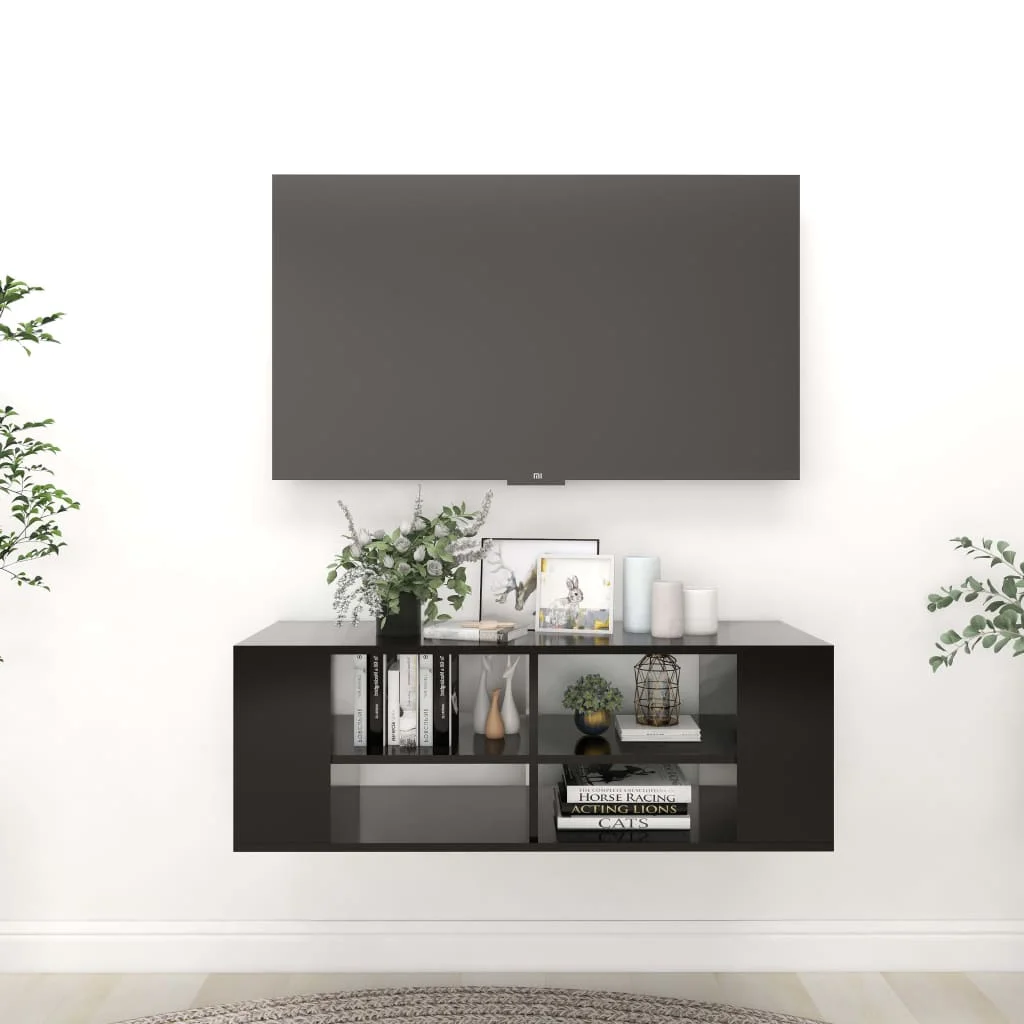 Meuble TV murale en bois noir 100×35 (MARKETPLACE) - Édition Limitée – L’Art de la Table Française en Promotion ! - Art déco