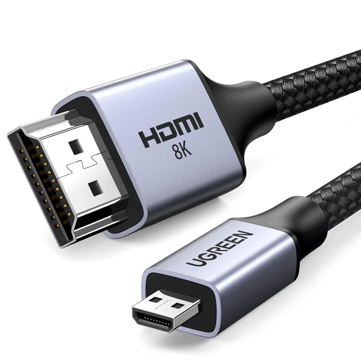 Câble Micro HDMI vers HDMI 4K 60Hz Câble Micro HDMI Mâle vers HDMI Mâle Supporte 3D Ethernet ARC Nylon Tressé 2M – UGREEN - Organisation de la maison avec des Com' solutions de rangement