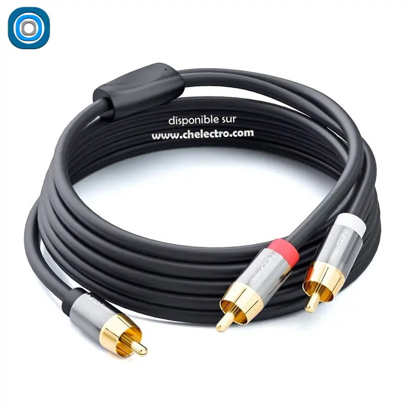Câble RCA audio | 2m - ​Drones Professionnels & Grand Public | Boutique Française​ - Guitare basse