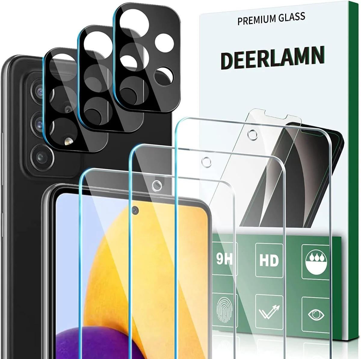Verre trempé pour Samsung Galaxy A73, 9H Dureté, Protection écran et caméra arrière protecteur, 3+3 Pièces – DEERLAMN - Organisation de la maison avec des solutions de rangement - {'count': 2, 'name': 'Objectif'}