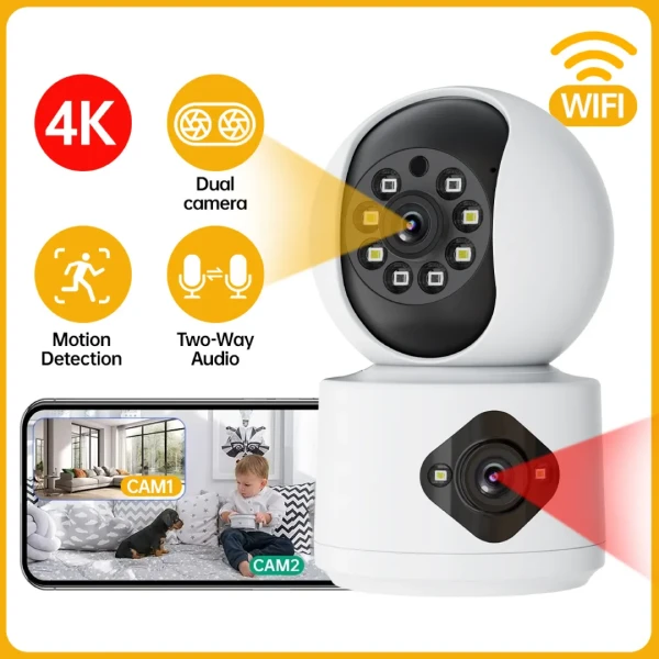 Caméra de Surveillance Interne Double Lens Wifi HD 4MP YOOSEE HY8007A - Saldi Straordinari – Offerte Speciali Disponibili Adesso - Mini caméra wifi
