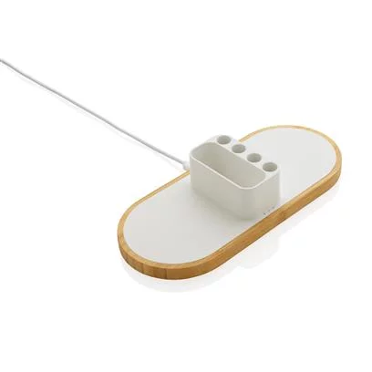 Chargeur 10W avec pot à stylos en bambou certifié et plastique recyclé – ONTAR - Saldi Straordinari – Offerte Speciali station Disponibili Adesso