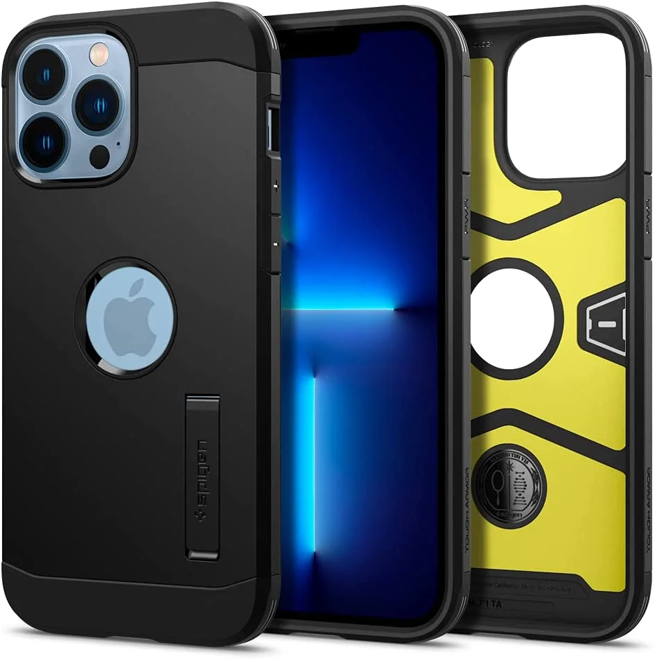 Coque de protection compatible avec iPhone 13 Pro MAX – Noir – Spigen Tough Armor - Organisation de la maison avec des solutions Coques de rangement