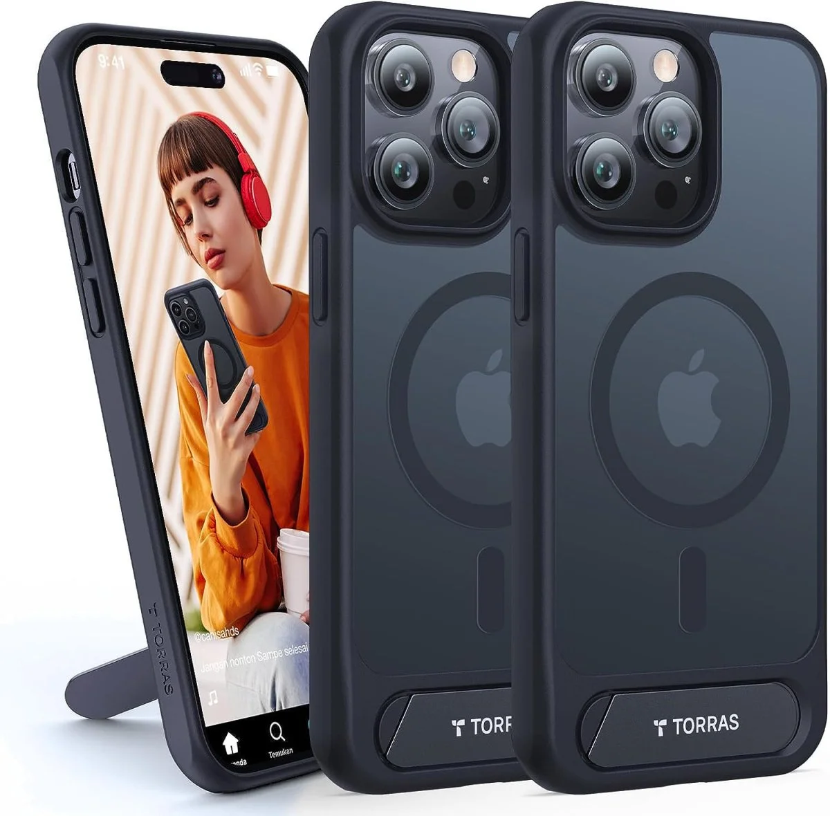 Coque magnétique Pstand pour iPhone 15 Pro Max, avec MagSafe et béquille intégrée noir – Torras - Organisation de la maison avec des solutions de rangement - {'count': 1, 'name': 'Impression'}