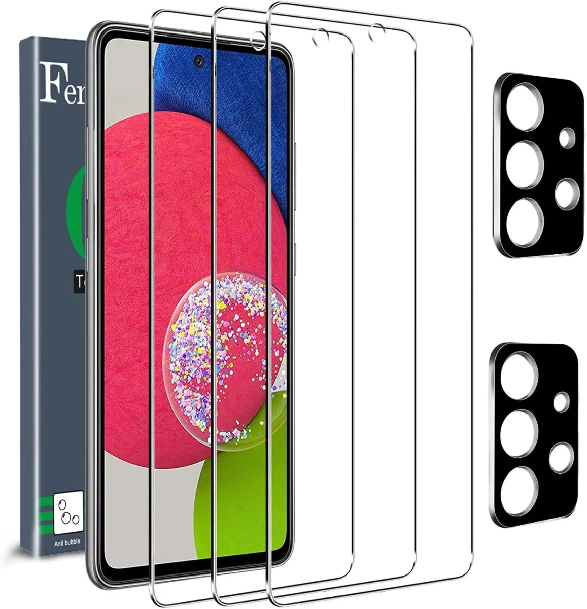 Verre trempé (3 pièces protection écran + 2 Vivo pièces protection caméra arrière) pour Samsung Galaxy A52 4G&5G – A52s 5G – Ferilinso - Organisation de la maison avec des solutions de rangement