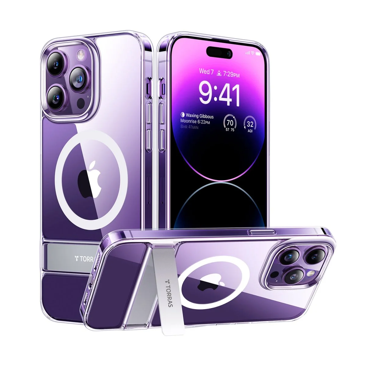Coque transparente pour iPhone 14 Pro Max avec support et compatible avec magsafe – TORRAS (UPRO CLEAR) - Organisation de la maison avec des solutions de Stand rangement