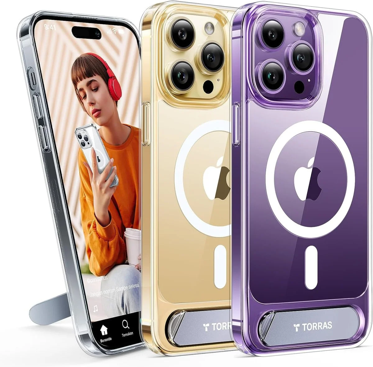 Coque Pstand pour iPhone 15 Pro Max, avec MagSafe et béquille intégrée Transparent – Torras - Organisation de la Translucent maison avec des solutions de rangement