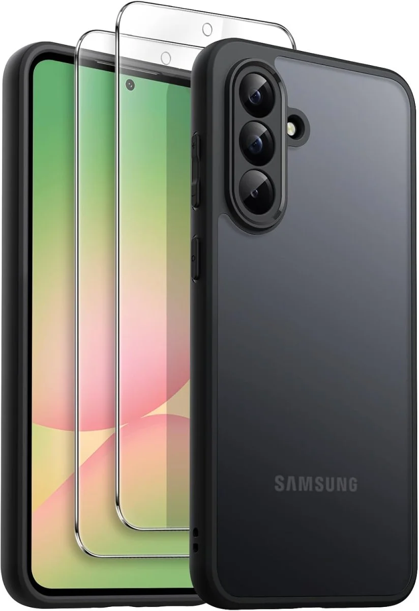 Coque protection Mat Samsung Galaxy A56 Lot Protection D’écran Verre Trempé Protecteur Caméra Noir Organisation maison solutions rangement