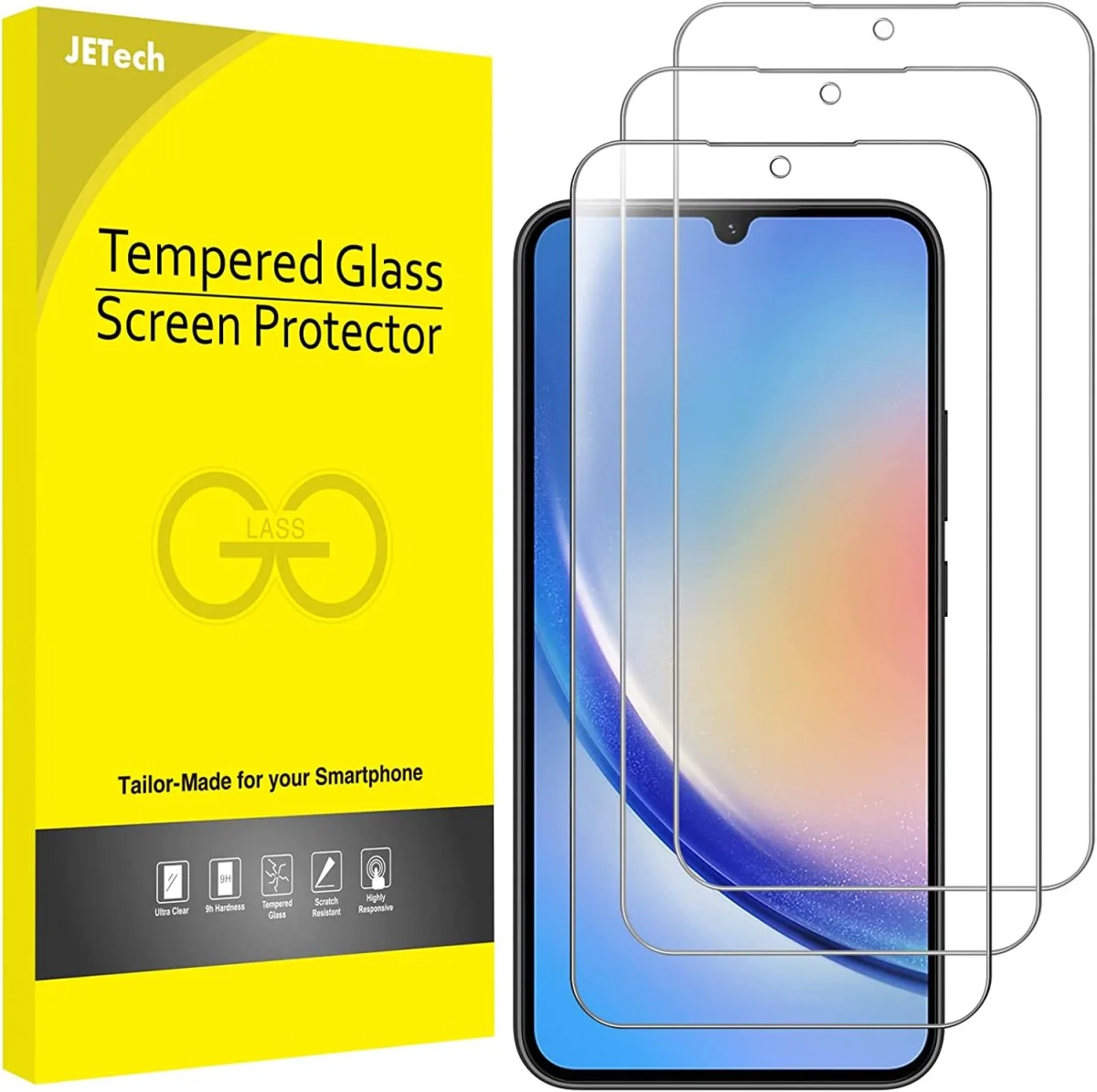 Verre Trempé pour Samsung Galaxy A34 5G 6,6 Pouces, 9H – Lot de 3 – JETech - Organisation de la maison avec des solutions de rangement - {'count': 1, 'name': 'Absovetu'}