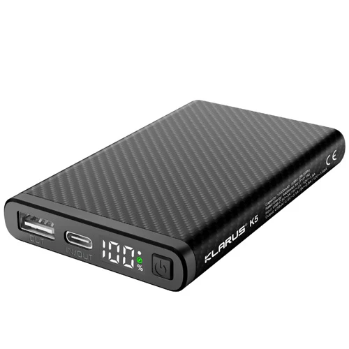 Powerbank Klarus K5 mAh Ultraléger Fibre Carbone Équipements Pensés Instant