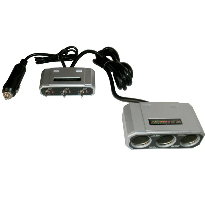 Triple prise allume-cigare 12/24V + 3 interrupteurs + câbles 1,3m - Accessoires Outdoor pour Plus de Liberté de Mouvement Triple prise allume-cigare 12/24V - HTC EQUIPEMENT - Avec deux USB 3.1