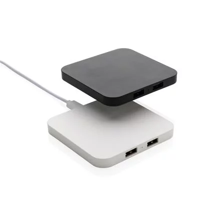 Chargeur sans fil avec ports USB en plastique recyclé – Jetfon 10W – BIRO - Saldi Straordinari – Offerte Speciali Disponibili Adesso