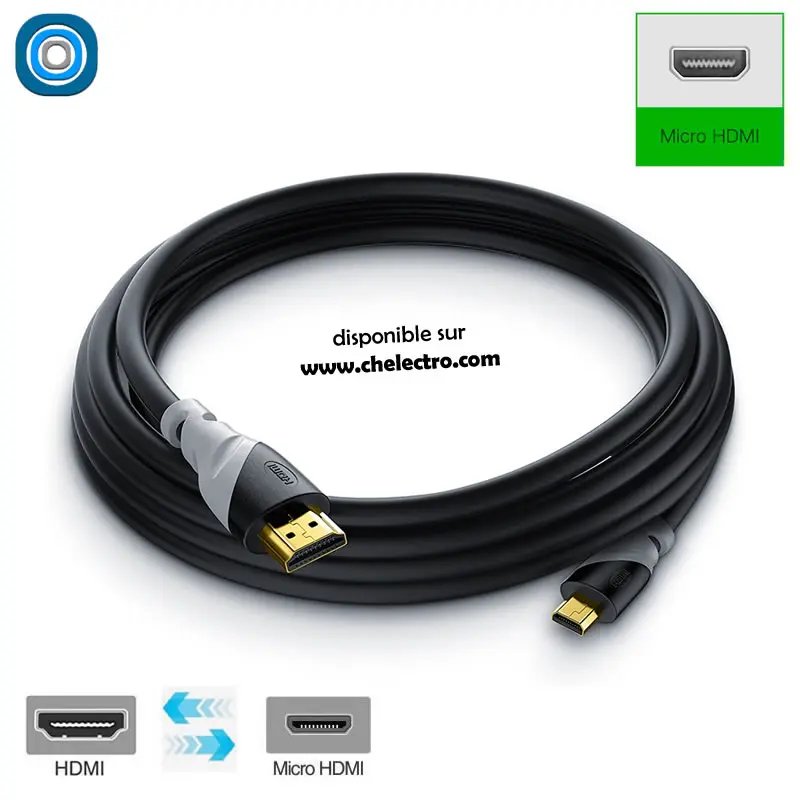 Câble 4K HDMI / micro HDMI | 2m - ​Drones Professionnels & Grand KITS Public | Boutique Française